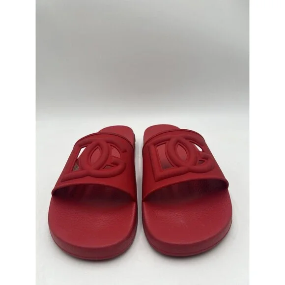 Men’s Dolce & Gabbana red Rubber logo pool slides Size 44